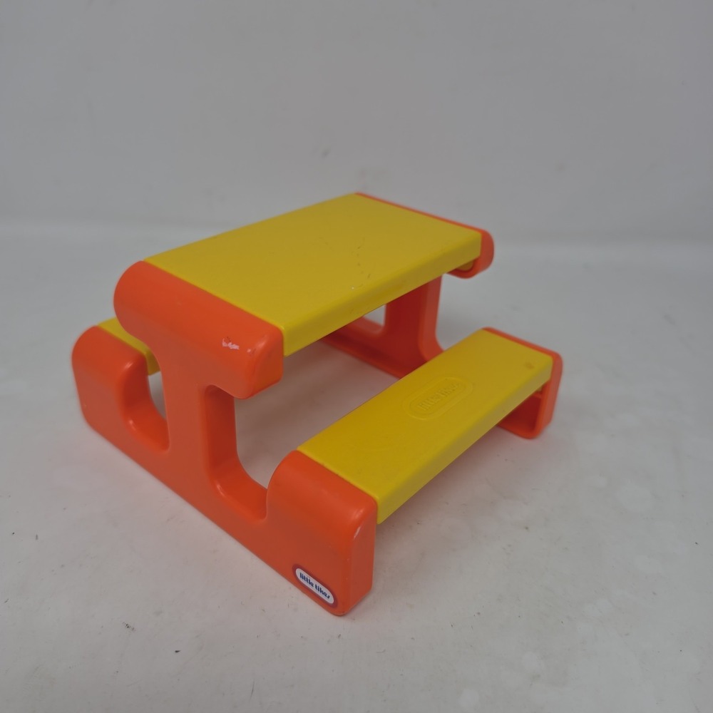LITTLE TIKES Dollhouse-Sized YELLOW PICNIC TABLE Furniture for 6" Doll. E
